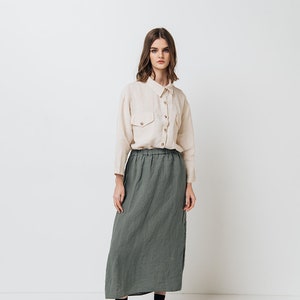 Linen skirt Ruby . Natural linen skirt . Midi linen skirt image 2