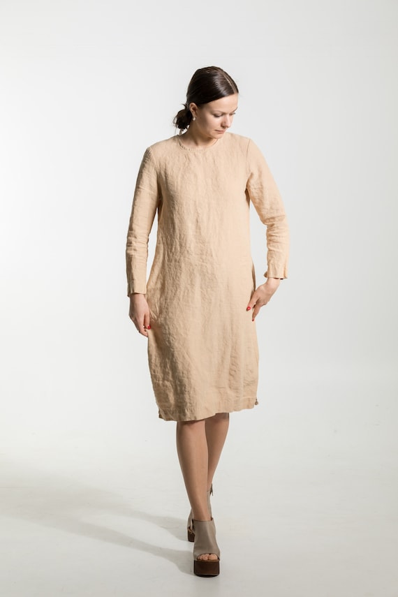 Linen Dress Nicole. Linen Summer Dress with Pockets Knee Length . Linen Tunic Dress, Linen Shirt Dress