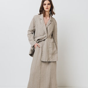 Maxi linen skirt RAW, long skirt with pockets image 9