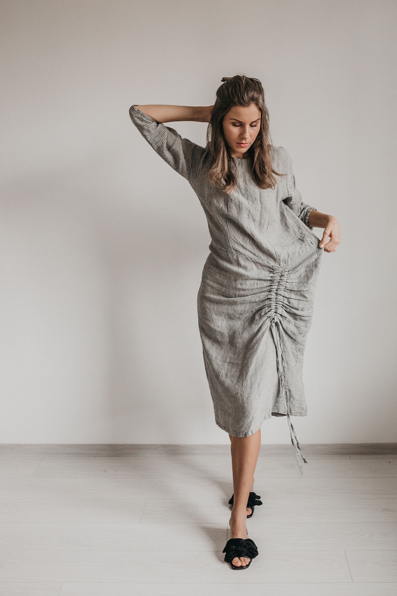 Linen shirt dress CELINA. Linen tunic dress, linen clothing for women image 6