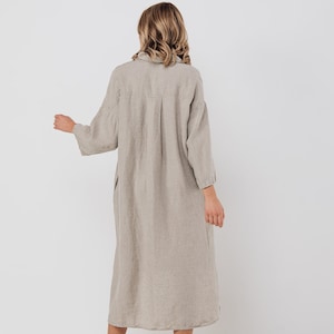 Linen tunic dress SIMPLE . Midi dress with pockets image 7