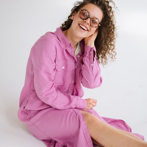 Linen shirt dress JEEP,   Linen tunic dress, linen clothing for women