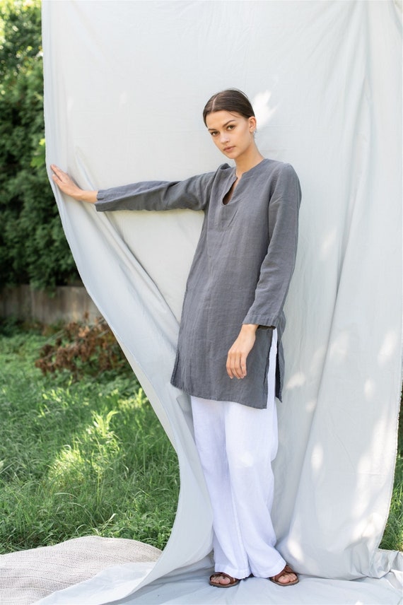 Linen Tunic Shirt SHADE Linen Tunic Dress for Women Linen Etsy