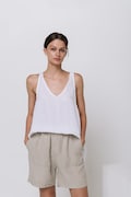 Natural  linen shorts APRIL. Washed women linen shorts. Linen clothing for women. product logo