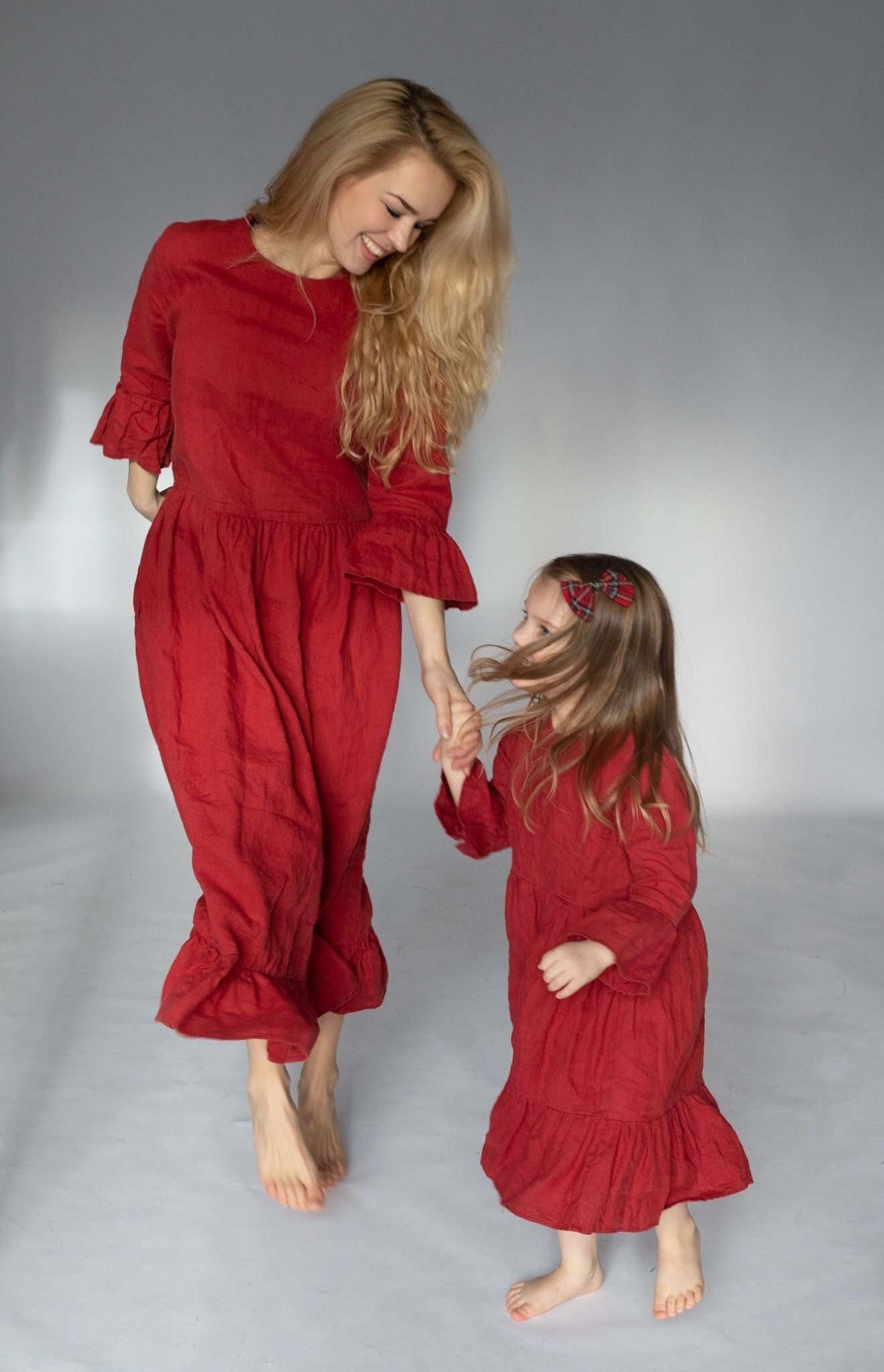 Linen Mother Daughter Dress Matching, Adeline Dress, Mommy and Me Dress Outfits, Girl Linen Dress, Linen Mommy and Me Dress