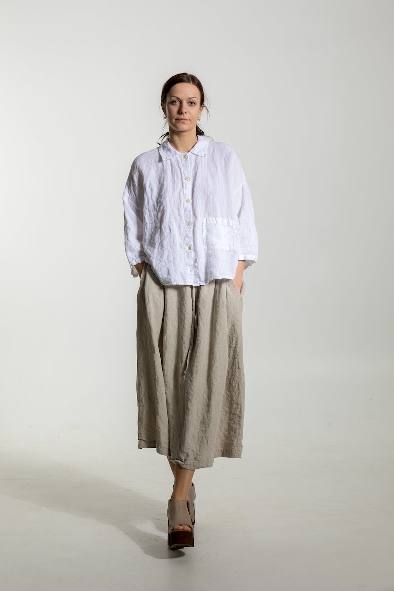 Linen skirt ISABEL . Natural linen skirt . Linen clothing for women. Midi linen skirt image 9