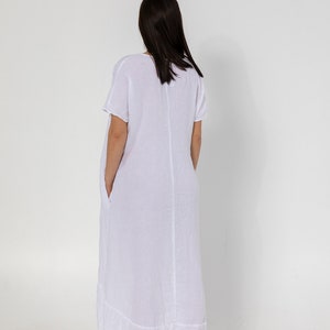 Linen dress ZOE . Linen tunic dress. White Summer linen dress. Long linen dress image 8