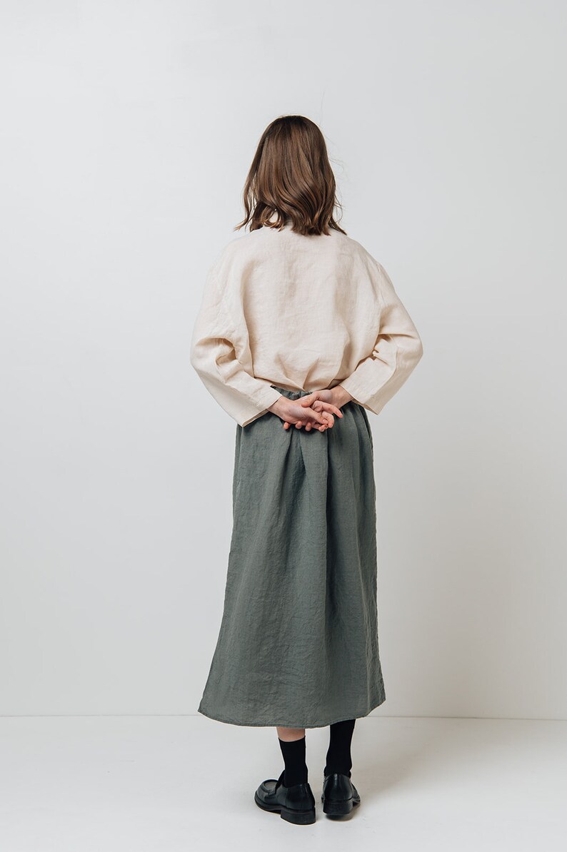 Linen skirt Ruby . Natural linen skirt . Midi linen skirt image 6