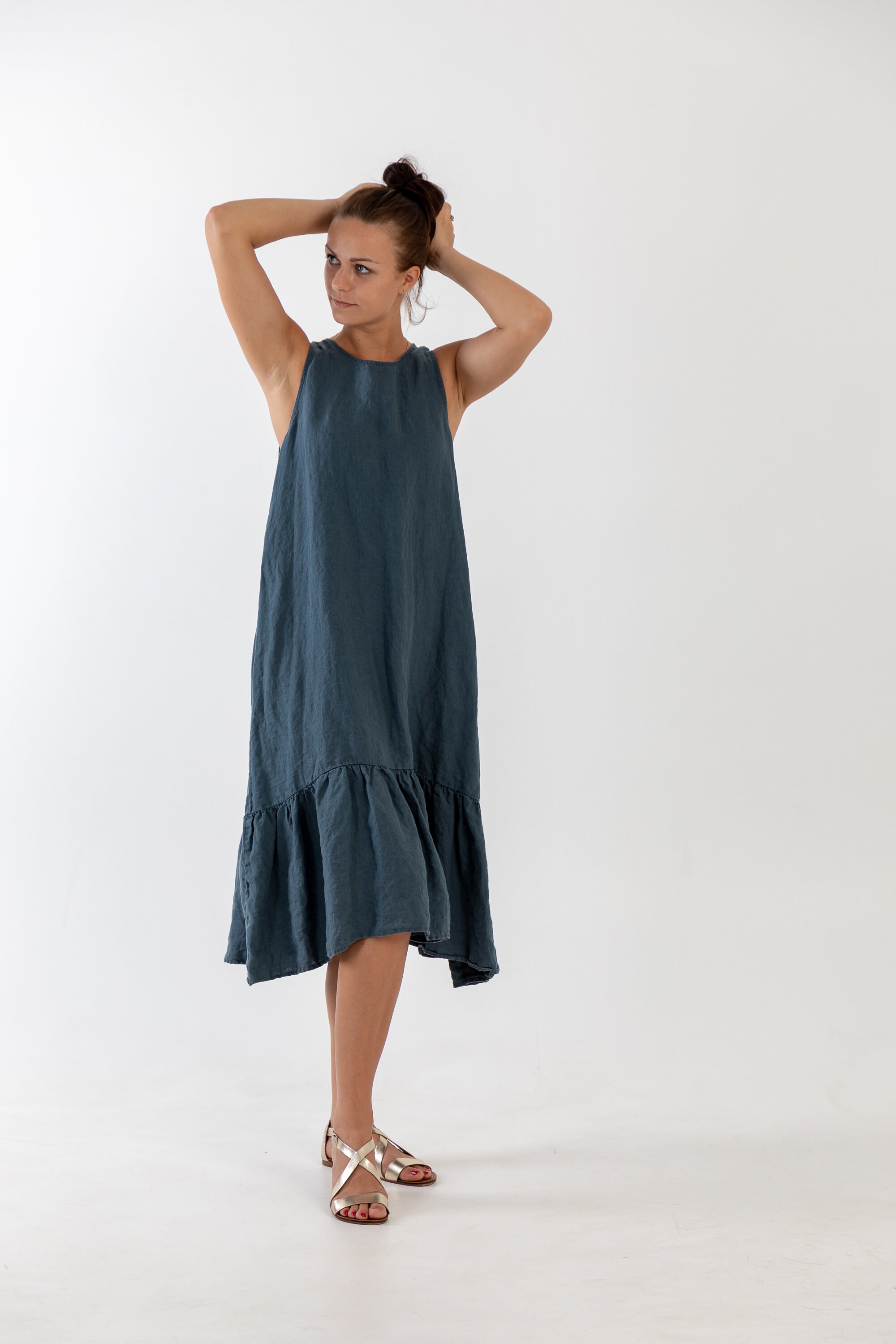 Linen Dress DAISY Midi . Linen Tunic Dress. - Etsy