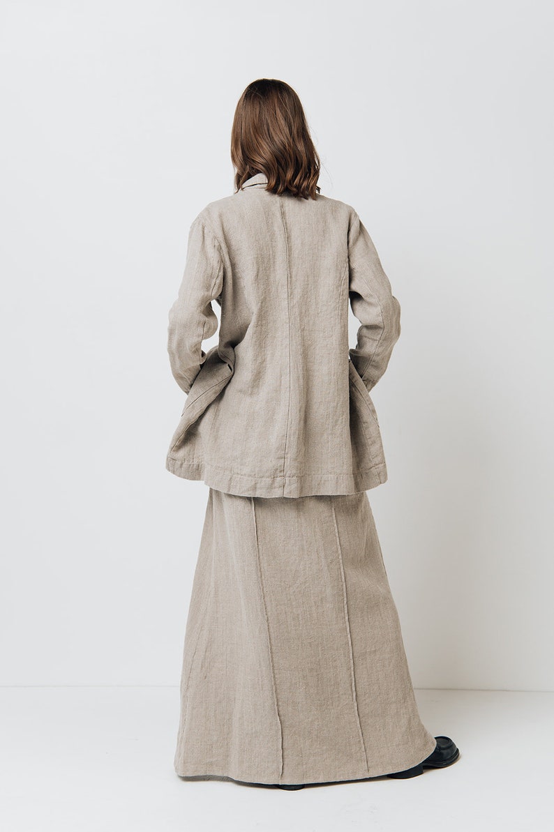 Maxi linen skirt RAW, long skirt with pockets image 8