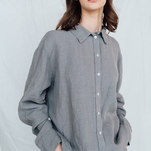 Linen shirt PAGE . Linen shirt women, oversize tunic shirt , boho shirt , white shirt image 2