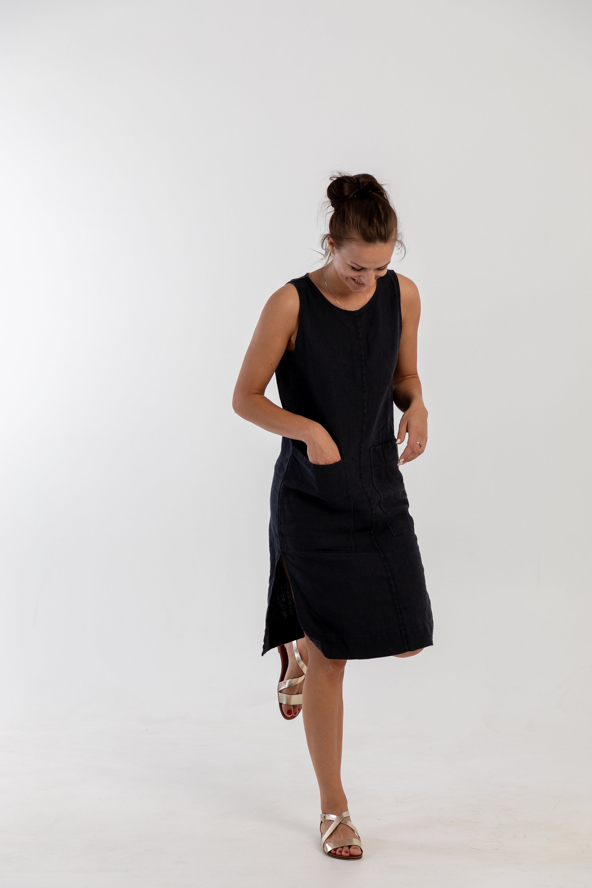 Linen Dress PALMA .linen Tunic Dress for Women.black Dress