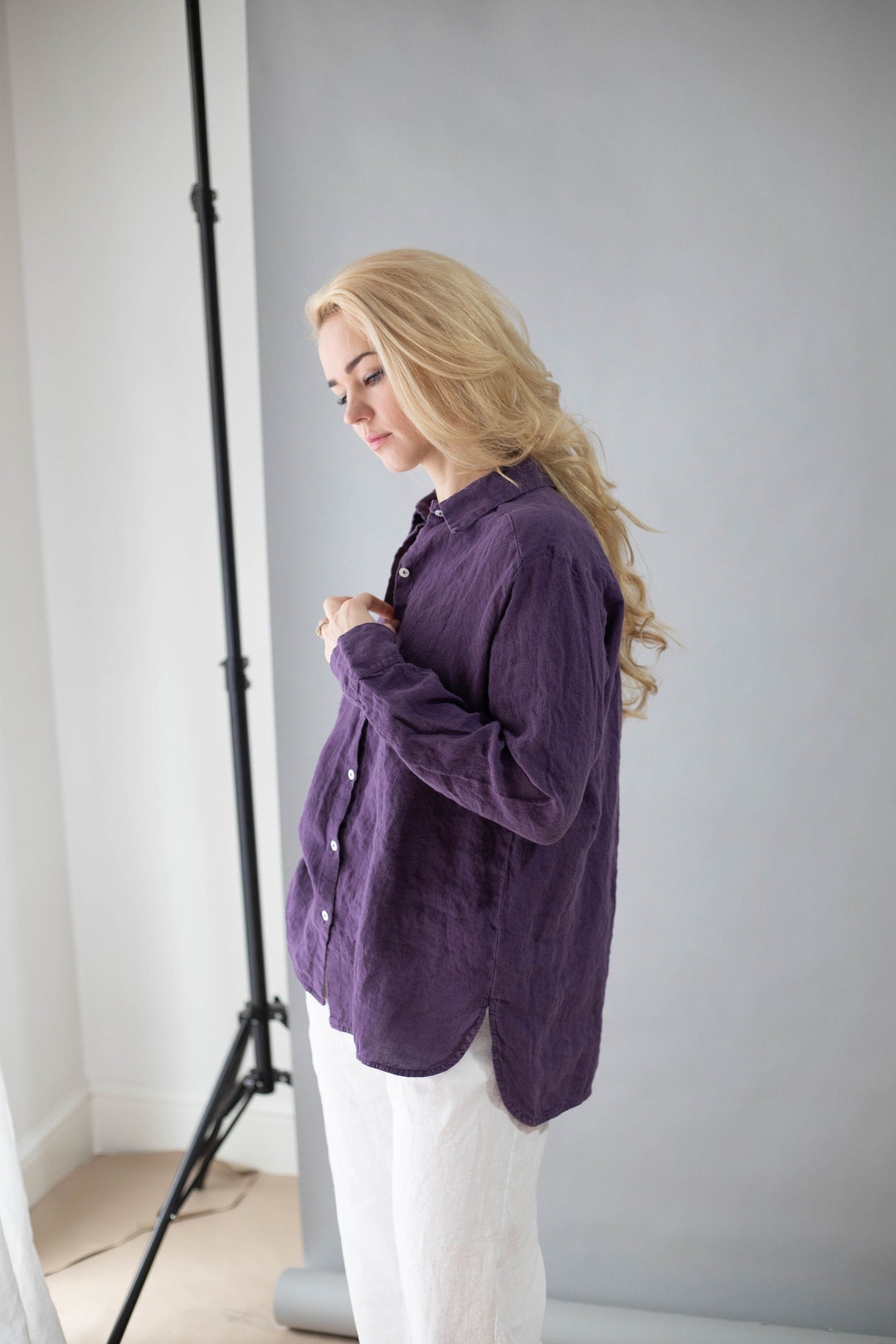 Linen Shirt CARLA . Linen Shirt , Linen Blouse, Classic