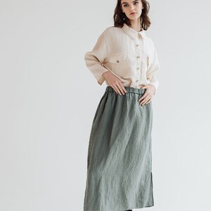 Linen skirt Ruby . Natural linen skirt . Midi linen skirt image 3