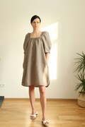 SALE 50 % OFF. Linen dress LUNA, puff sleeves short dress. Linen tunic dress . product logo