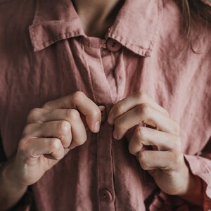 Linen shirt ERICA. Long sleeve shirt relaxed fit, tunic shirt , classic shirt , linen jacket image 5