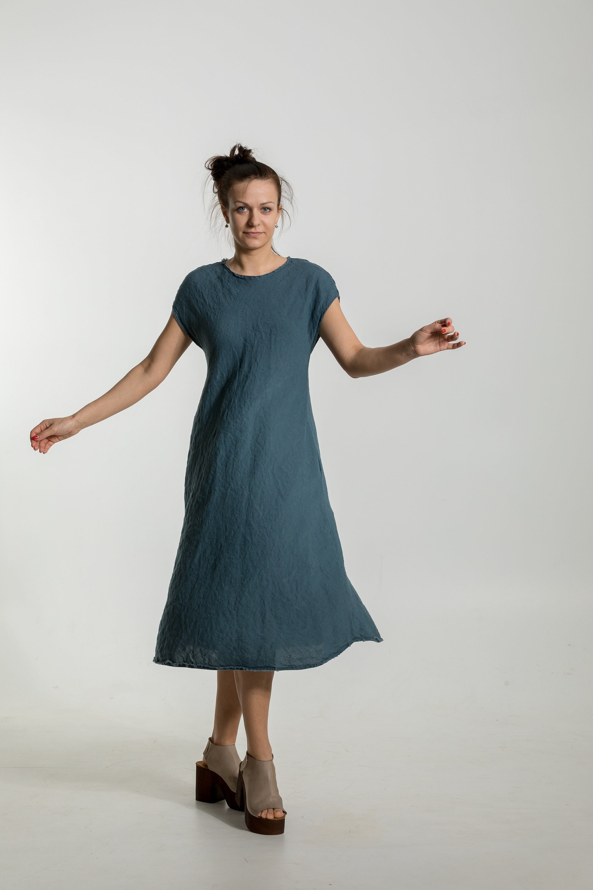 Bias Cut Linen Dress Anna