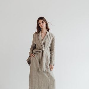 Maxi linen skirt RAW, long skirt with pockets image 7