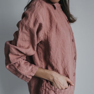 Linen shirt ERICA. Long sleeve shirt relaxed fit, tunic shirt , classic shirt , linen jacket image 2