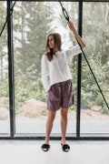 Natural  linen shorts APRIL. Washed women linen shorts. Linen clothing for women. product logo