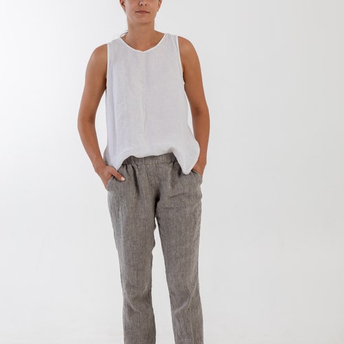 Natural Linen Pants BELLA . Washed Women Linen Trousers. Linen - Etsy  Singapore