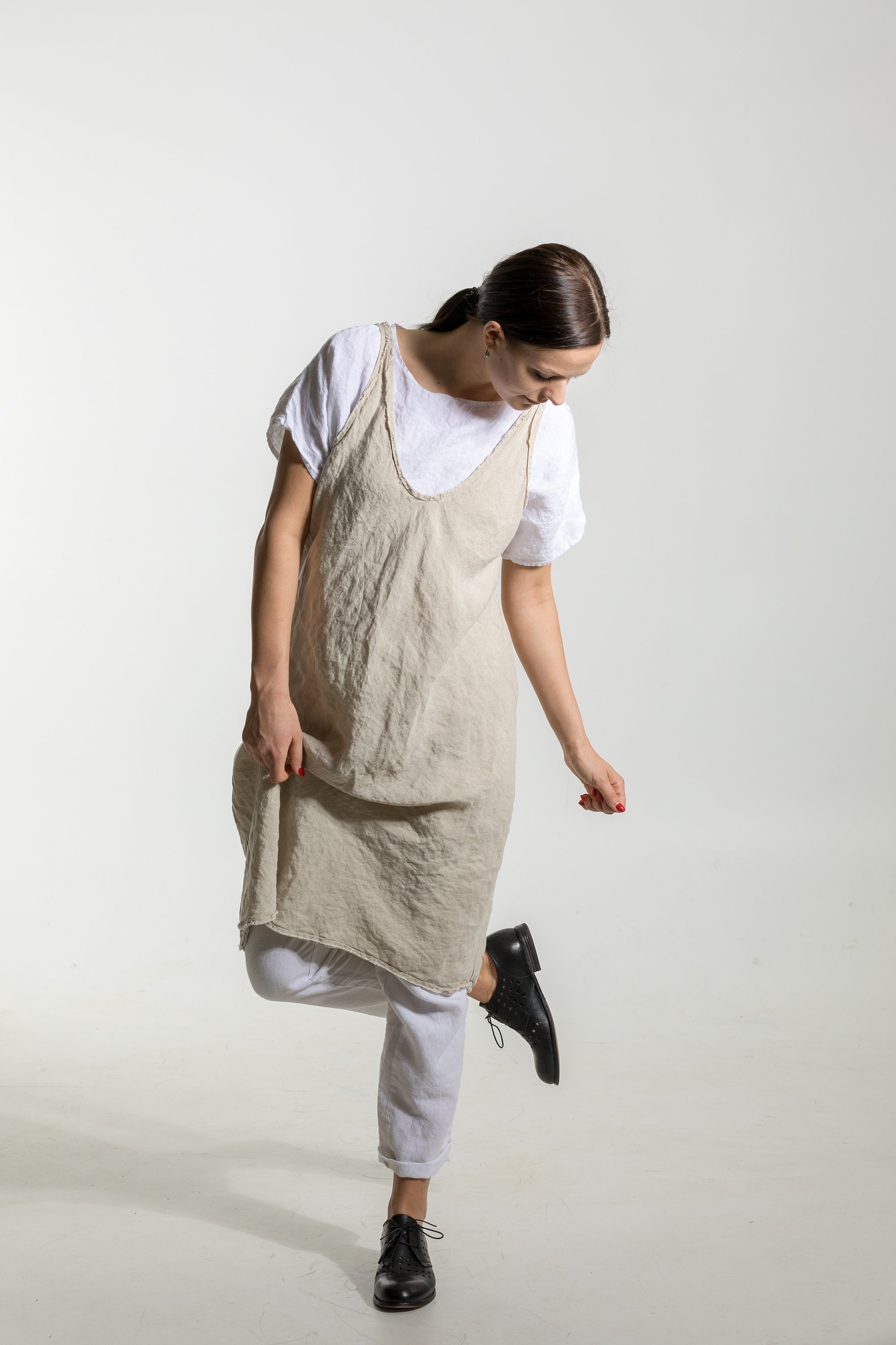 Linen Rôm Natural Linen Strap Dress ROM. Linen Dress for Women. Linen Tunic Dress ...