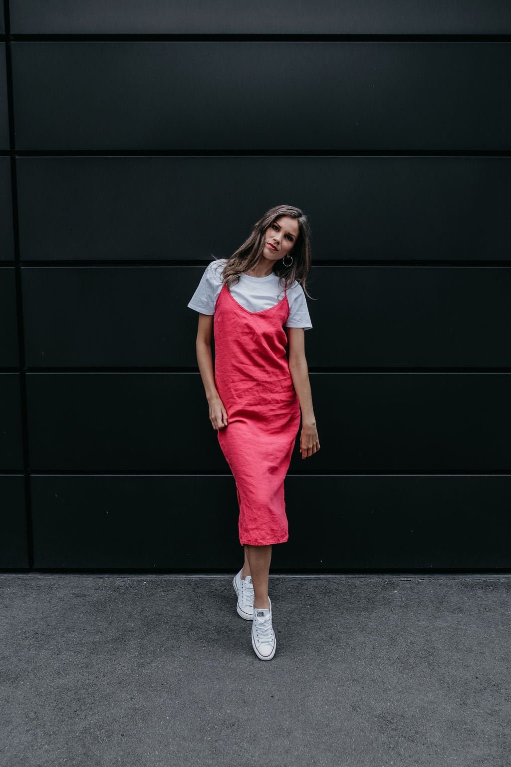 Classic Cami Slip Dress Kay. Linen Tunic Dress. Long Linen Dress.