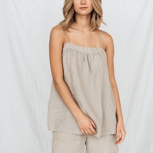 Linen cami top BALI , linen top and linen shorts, slip top, pajamas set image 2