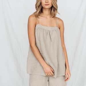 SALE 50% SALE. Leinen Top und Leinen Shorts, Schlupf Top, Pyjama Set