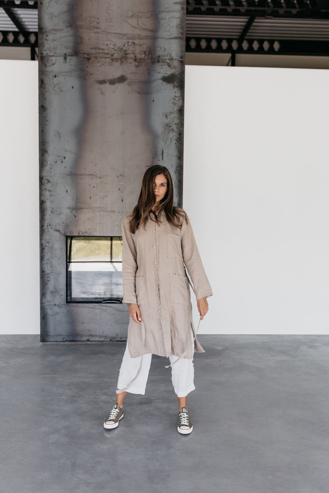 Linen Shirt Dress INDIANA. Knee Length Dress. Linen Tunic - Etsy