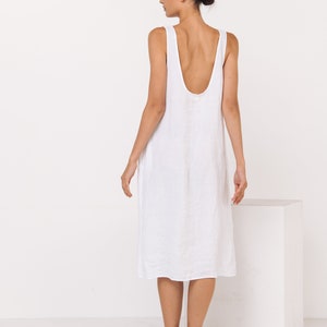 Linen slip dress PIPPA. Linen dress for women. Linen tunic dress. Linen pinafore dress, linen jumper dress, midi linen dress image 4