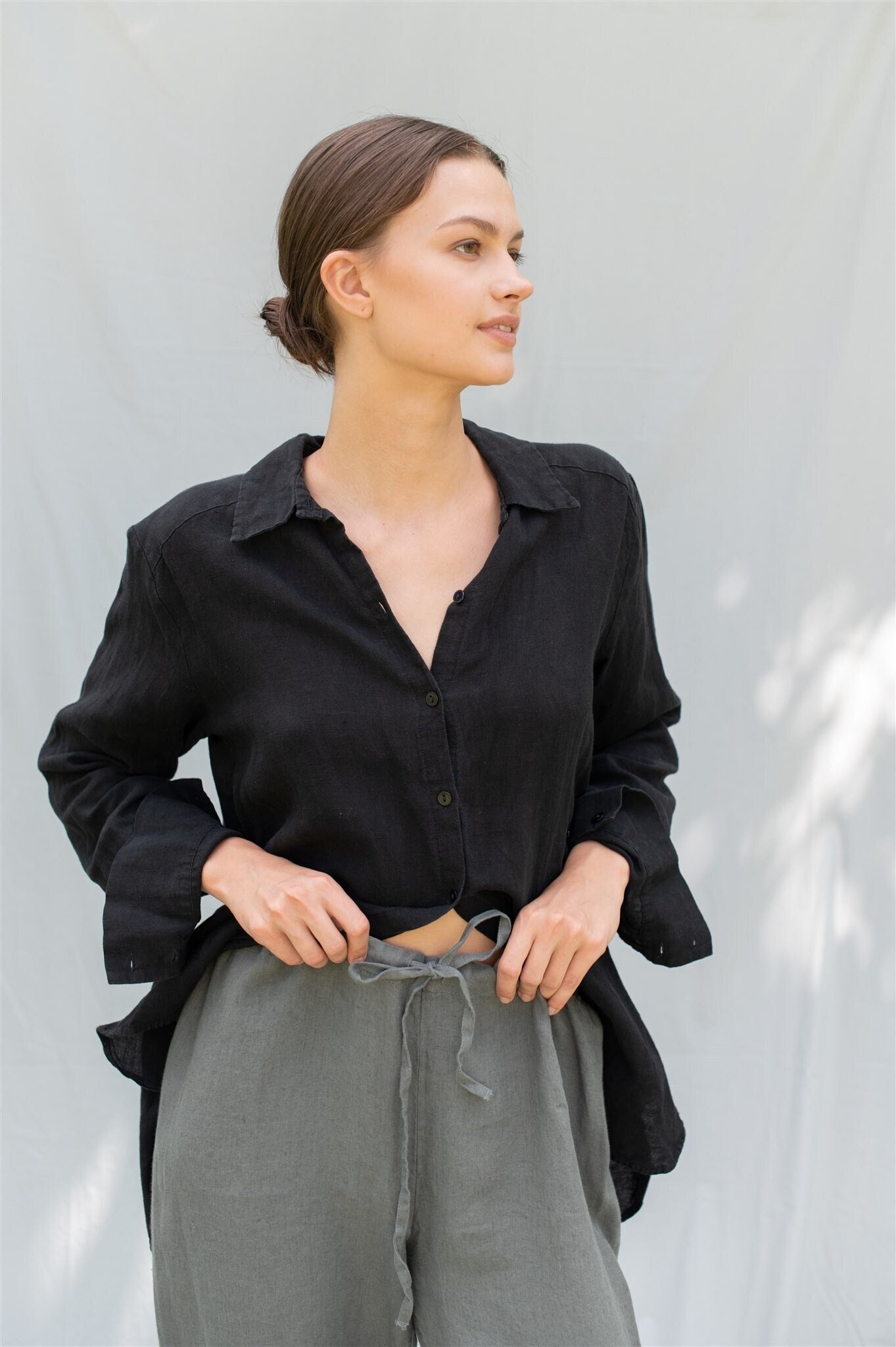 Linen Shirt CARLA . Linen Shirt , Linen Blouse, Classic White