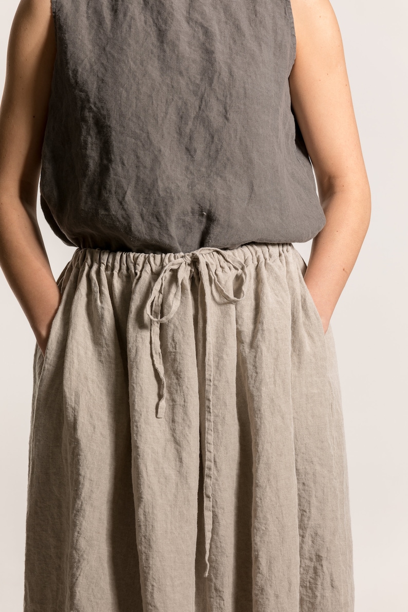 Linen skirt ISABEL . Natural linen skirt . Linen clothing for women. Midi linen skirt image 5