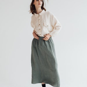 Linen skirt Ruby . Natural linen skirt . Midi linen skirt image 4