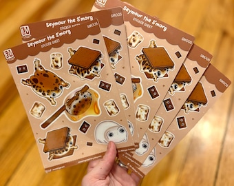 S’mores Frog Sticker Sheet - Waterproof Vinyl Gloss Stickers
