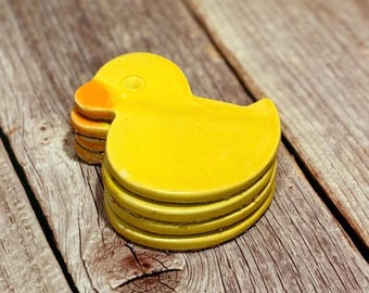 Duck Shaped Ceramic Coasters | Handmade Kawaii Kitchenware | Cork Backed | In Stock & Made to Order