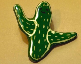 Handmade Ceramic Cactus Pin | Nature Art