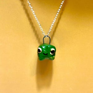 Cute Kawaii Spotted Frog Charm Necklace | Handmade Cotagecore Jewelry | Gold or Silver Plated Chain