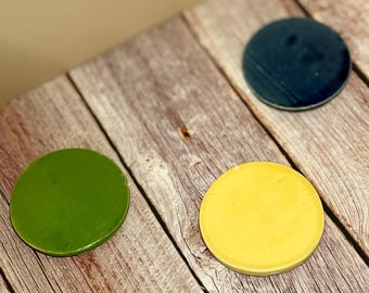 Custom Ceramic Coaster Set | Mix and Match Colors | Handmade and Cork Back | Made to Order