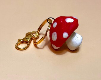 Handmade Ceramic Mushroom Keychain | Cottagecore Charm