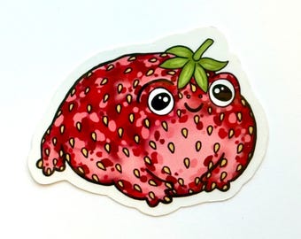 Strawberry Frog Vinyl Gloss Waterproof Sticker