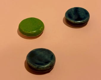 Ceramic Fridge Magnets | Handmade Green & Blue Pottery | Made to Order