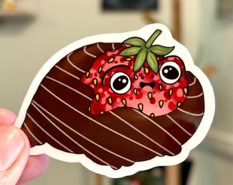 Strawberry Frog Chocolate Covered Strawberry Vinyl Gloss Waterproof Sticker