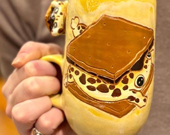 S'mores Frog Mug | Cottagecore Ceramic Coffee Cup | Handmade Kawaii Art | In Stock & Made to Order