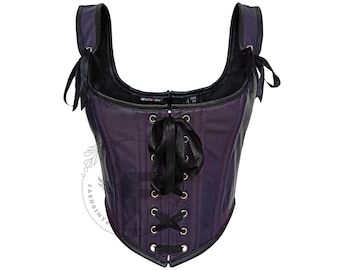 Renaissance Corset: Leather Bodice with Lace-Up Front, Medieval Bustier Top