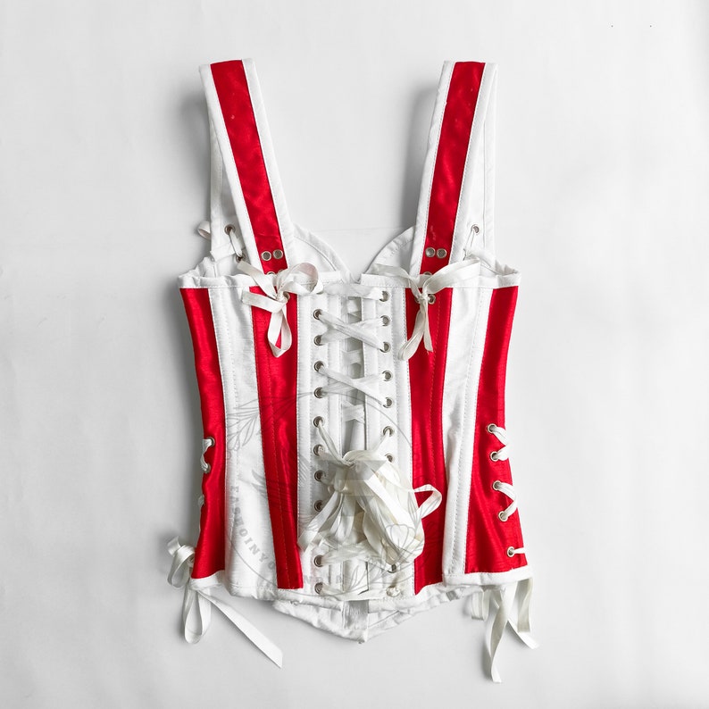 Luxurious Silk Body Shaper Corset in White and Red