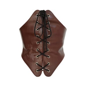 Ceinture corset chic en cuir marron | Modèle taille plus flatteur sous la poitrine | Ceinture corset Renaissance | Corset affinant la taille