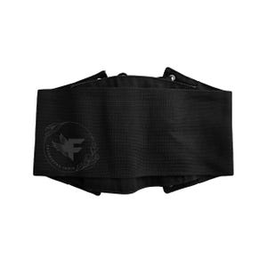 Wide black leather underbust corset belt, adjustable waist cincher for a vintage silhouette.