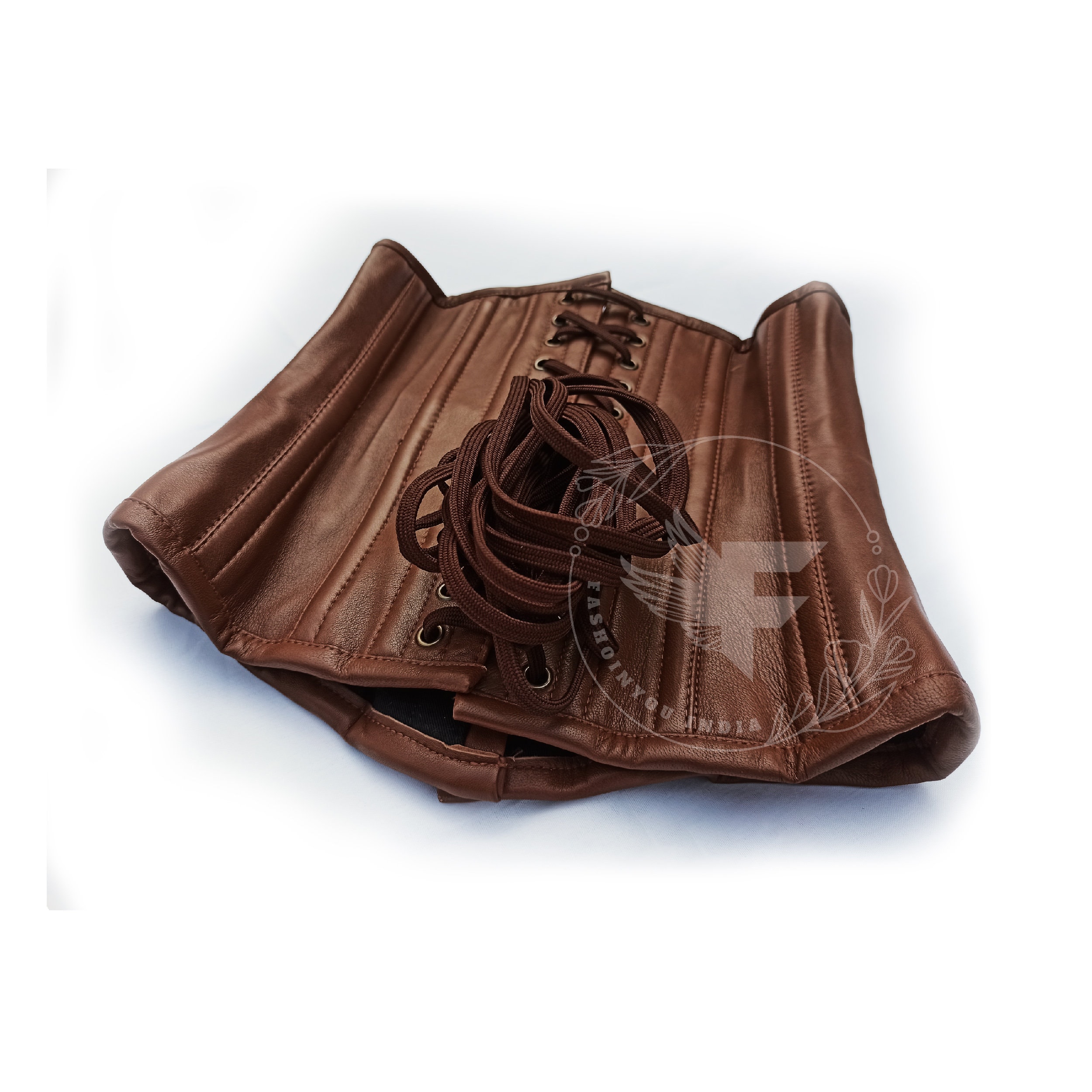Fredonia Brown Leather Underbust Corset Best Waist Trainer for