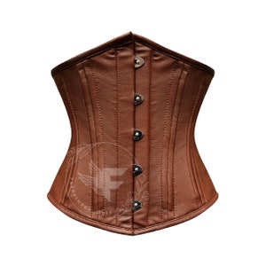 Underbust waist-reducing corset in brown genuine leather tailored for women
